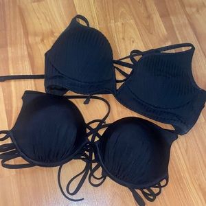 2 swim suit tops black